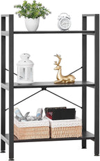 BEWISHOME 3 Tier Bookshelf, Modern Small Book Shelf for Small Spaces, Black Wooden Shelves for Bedroom Living Room and Home Office, 13.78" D x 24.12" W x 37.09" H, JCJ42B
