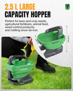 WORKPROX Battery Powered Fertilizer Spreader, 7.2V Seed Spreader for Salt, De-Icer, Earth Food, Rechargeable Grass Seed Spreader with 8-Level Settings and Holds up to 6458 sq.ft. of Product