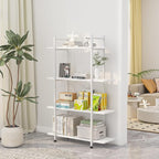 Bookshelf 4 Tiers White Wooden Storage Shelf,Modern Open Display Storage Bookcase Book Organizer,Metal Bookshelf Standing Storage Shelf Tall Shelving Units for Home Office Study