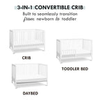 DaVinci Birdie 3-in-1 Convertible Crib, White, Easy Assemble, Greenguard Gold Certified