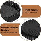 Glass Drink Coaster Set of 5- Coasters for Desk Coffee Table Black Coasters | Modern Round Cup Mats, Glass Coasters Coffee Table Decor for Kitchen, Bar, Dining Room, Living Room, Office