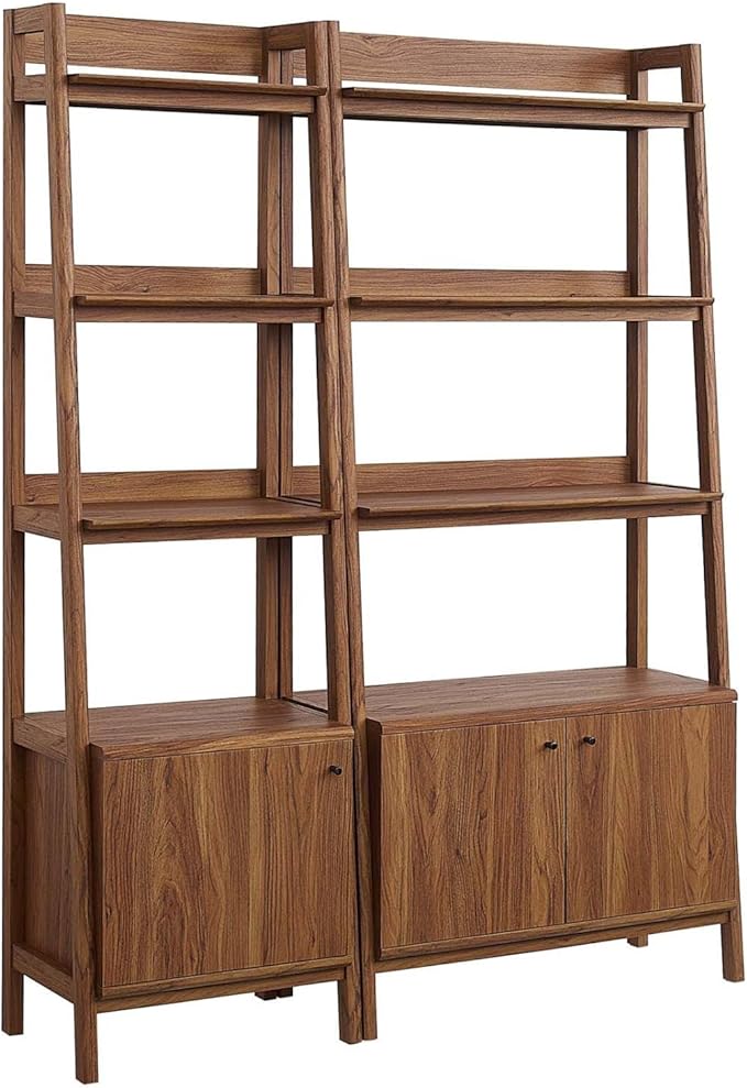 Modway Bookshelf Display Cases in Walnut - Set of 2