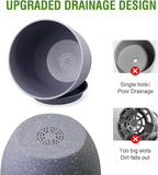 10/9/8 inch Plant Pots, Set of 3 Modern Decorative Plastic Planters with Drainage Holes and Saucers for Garden House Plants, Flower Pots for Indoor Outdoor Plants, Speckled Grey
