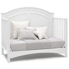 Delta Children Perry 6-in-1 Convertible Crib - Greenguard Gold Certified, Bianca White + Simmons Kids Radiant Sky Dual Sided Baby Crib Mattress and Toddler Mattress (Bundle)