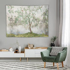 HZOHNAGO Japanese Tapestry Tree Misty Garden Lake Printed Wall Tapestry Ink Painting Wall Hanging for Bedroom Living Room Dorm 80" W x 60" H