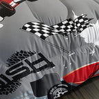 Axolotl Kid Comforter Set Full Size,Racing Car Bedding Set for Boys Girls Teen Car Racing Gifts,Race Cars Quilt Bed Set with 1 Comforter 2 Pillowcases,Red Grey