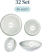 Stoneware dinnerware set 8 persons 32 pcs - Mediterranean dinnerware set, dishwasher, microwave and scratch resistant - Bowl and plate set - Dinnerware Pure Living Light Beige…