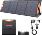 N-Type 16BB 120W Portable Solar Panel for EF/Jackery/Bluetti/Anker Power Station 25% High Efficiency Foldable Solar Panel Charger with QC3.0 USB-A &Type-C Output IP68 for Outdoor Camping RV
