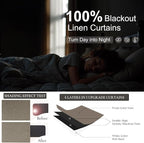 Back Tab Blackout Long Curtains for Living Room Darkening Light Blocking Brown Linen Drape 108 Inch Length 2 Panels Earth Tone Thermal Insulated Noise Reducing Heat Large Window Curtain 9ft Extra Long