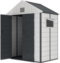 Kingdura 6x4 FT Resin Outdoor Storage Shed with Reinforced Floor, All-Weather Resistant Plastic Garden Outside Bike Tool Shed with Lockable Doors, Window for Backyard Patio Poolside
