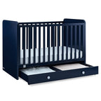 Delta Children babyGap Graham 4-in-1 Convertible Crib with Storage Drawer + Brannan Bear Bookcase with Bins + Brannan Bear Wall Shelf with 4 Hooks, Navy/Light Blue (Bundle)