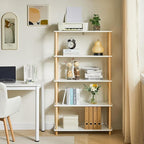 IBUYKE 5-Tier Wooden Open Bookcase - Modern Freestanding Bookshelf Storage Organizer,Standing Shelf Units,Multifunctional Display Stand for Bedroom, Living Room & Home Office,White WBC005W