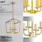 AMZASA Gold Lantern Chandelier Hanging Pendant Light Fixture 4-Lights for Kitchen Island Dining Room Hallway Entryway Foyer UL Listed