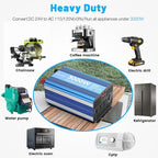 3000 Watt Pure Sine Wave Power Inverter 24V DC to 110V 120V Converter for Home, RV and Off-Grid Solar Systems with 3 AC Outlets, Dual USB Ports, LCD Display and Remote Control