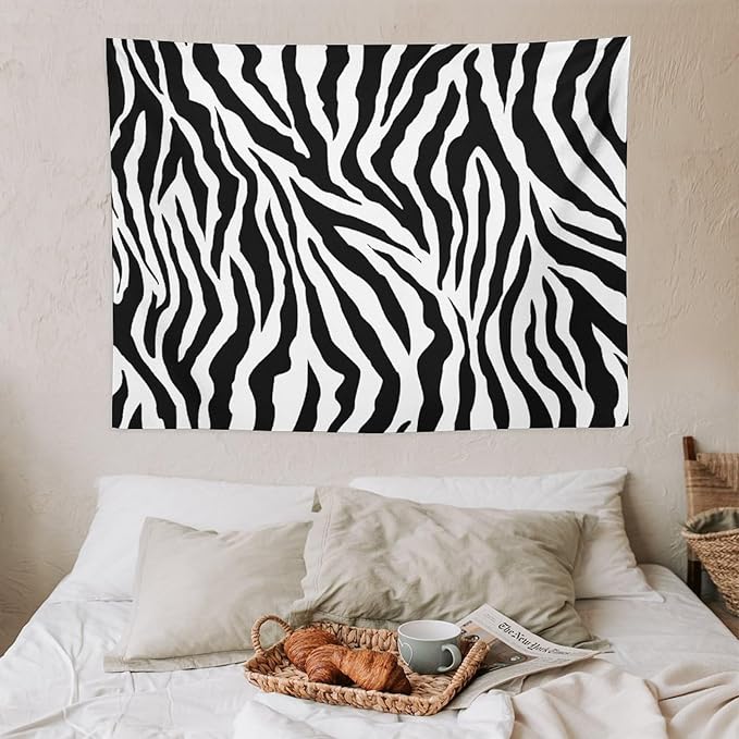 HZOHNAGO Zebra Print Tapestry Nature Wild Animals Black and White Stripe Printed Wall Tapestry Painting Wall Hanging for Bedroom Living Room Dorm 40" W x 30" H