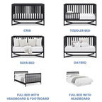 Delta Children Tribeca 4-in-1 Baby Convertible Crib + Simmons Kids Quiet Nights Crib and Toddler Mattress Made from Recycled Water Bottles/GREENGUARD Gold Certified [Bundle], Midnight Grey