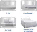 Delta Children Heartland 4-in-1 Convertible Crib, Bianca White + Delta Children Twinkle Galaxy Dual Sided Recycled Fiber Core Crib and Toddler Mattress (Bundle)