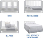 Delta Children Heartland 4-in-1 Convertible Crib Infant Changing Table with Pad + Serta Perfect Start Crib Mattress, Bianca White