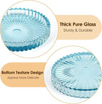 Modern Clear Coaster Set of 5- Glass Coasters for Drinks, Clear Blue | Crystal Coasters Round Cup Mat Coffee Table Decor for Office, Kitchen, Bar, Dining Room, Living Room, Patio