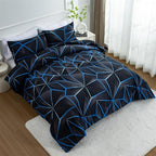 NTBED 3D Geometric Comforter Set for Boys Kids, Irregular Diamond Pattern Lightweight Microfiber Bedding Sets All Season (Dark Blue, Twin)