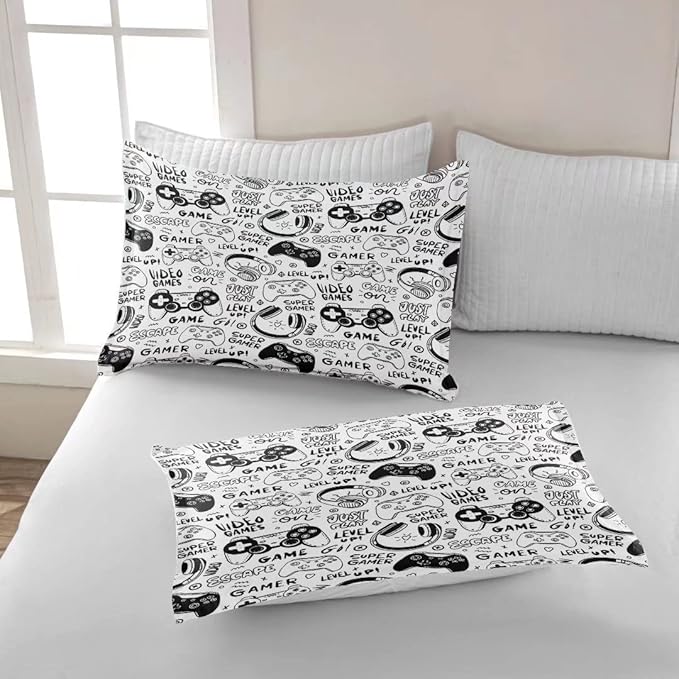 Gaming Comforter for Boys Teens,Game Bedding Sets Queen,Kids Gamer Comforter Set,Video Game Bedroom Decor,Gamepad Controller Duvet Insert All Season 3 Piece 1 Comforter and 2 Pillowcases