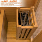 ZONEMEL Wooden Steam Sauna Room, 2 Person Canadian Hemlock Luxurious Indoor Sauna with 3.5 KW Harvia Stove Heater, Bluetooth Speaker, Sauna Stone, Wooden Bucket, Scoop, Reading Light, Hourglass,220V