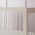Babyletto Harlow Acrylic 3-in-1 Convertible Crib with Toddler Bed Conversion Kit in Washed Natural with Acrylic Slats, Greenguard Gold Certified