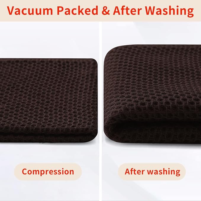 Homaxy 100% Cotton Waffle Weave Kitchen Dish Towels 8-Pack, Dark Brown | 13 x 28 Inches, Ultra Soft Absorbent Dish Towels, Quick Drying Cleaning Towels