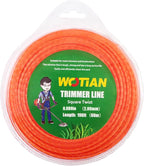 WOTIAN 080 Square Twisted Trimmer line 0.080-Inches Weed Eater String 196-Foot Square Twist Weed Wacker String of Nylon Compatible with Stihl Echo Universal Grass Cordless Electric Trimmer,Orange