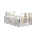 Graco Teddi 4-in-1 Convertible Mini Crib with Bonus Water-Resistant Mattress (White with Driftwood) – GREENGUARD Gold Certified, 2.75-Inch Mattress Included, Convenient Size, Easy 30-Minute Assembly