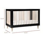 Babyletto Lolly 3-in-1 Convertible Crib with Toddler Bed Conversion Kit in Black and Washed Natural, Greenguard Gold Certified