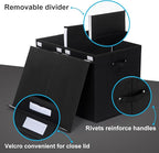 122L Large Toy Box Chest with Lid, Foldable Toy Storage Organizer Bin Boxes with Removable Divider for Kids, Boys, Girls, Nursery, Playroom, 26"x17" x17"(Linen Black)
