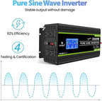 Novopal 2000 Watts Pure Sine Wave Inverter 24V DC to 120V AC Converter for Truck,Home, RV, Off-Grid Power Inverter 24V to 110V with LCD Display, Remote Controller Black
