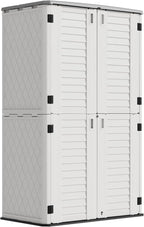 Outdoor Storage Cabinet Waterproof,Resin Vertical Storage Shed Lockable, 66 Cubic Feet Outdoor Storage Box for Garden/Backyard/Home/Pool