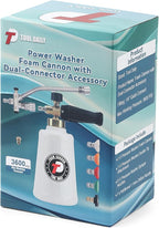 Tool Daily Foam Cannon for Pressure Washer with Double Tip Attachment, Dual Lance Wide Mouth Soap Cannon, 5 Power Washer Sprayer Nozzles, 1/4" Quick Connect, 3600 PSI