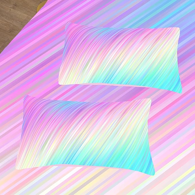 Bodhi pink twin comforter set,comforter set for girls,tie dye bedding set for kids,kids girls bedding sets,twin comforter sets for girls,2PCS rainbow bedding set with pillowcase