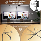 Quntis Double Head LED Tall Desk Lamp for Home Office, 31.5-inch Foldable Computer Desk Light with Clamp, Dimmable Dual Monitor Light Bar for Curved Screen Architect Drafting Design - 32 Modes