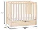 Carter's by DaVinci Colby 4-in-1 Convertible Mini Crib with Trundle Drawer in Washed Natural, Greenguard Gold Certified, Undercrib Storage