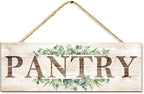 Pantry Sign Wall Decor, Pantry Wall Art with Plant Print, Rustic Farmhouse Wall Hanging Plaque Home Kitchen Decorative Pantry, 4.7 x 13.7 inches