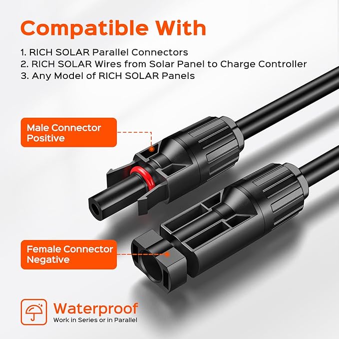 RICH SOLAR 200 Watt 12 Volt Monocrystalline Solar Panel 2 Pack of 9BB Cell 100W High Efficiency Solar Module Charge Battery for RV Trailer Camper Marine Off Grid All Black