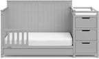 Graco Hadley 5-in-1 Convertible Crib and Changer with Drawer (Pebble Gray) – Crib and Changing-Table Combo with Drawer, Includes Changing Pad, Converts to Toddler Bed, Daybed and Full-Size Bed