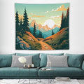 HZOHNAGO Mountain Tapestry Forest Mountain Sunrise Road Pattern Printed Wall Tapestry Wall Hanging for Bedroom Living Room Dorm 60" W x 50" H