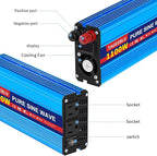 1100 Watt Pure Sine Wave Inverter, Solar Power Inverter, 12V DC to 110V AC Converter for RV, Home, Truck, Coffee Maker, Washer, TV, Fridge, Solar Power Pack with 2 AC Outlets and LCD Display
