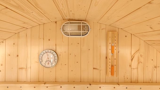 ZONEMEL Outdoor Barrel Steam Sauna, Canadian Pine Sauna Room for 4-6 Person with 6KW ETL Certified TOULE Heater,Rocks, 8mm Tempered Glass, Waterproof System