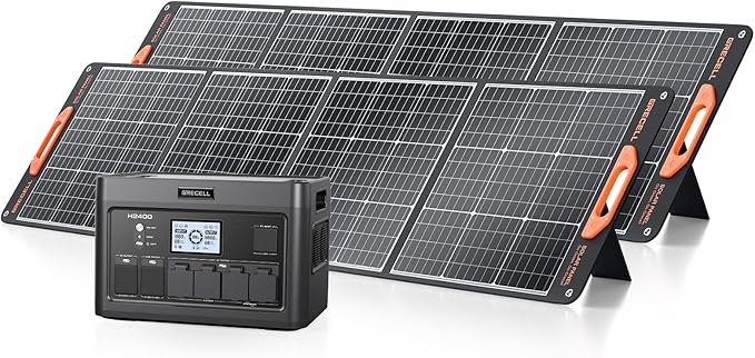 2400W Solar Generator with 2 * 200W Flexible Panel, GRECELL 1843Wh Portable Power Station w/ 2400W(4800W Peak)4 AC Outlets, Fast Charging Emergency Backup Battery UPS for Home Outage RV/Van, H2400