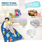 Stuffed Animal Storage Bean Bag Chair Cover, Cotton Blue Dinosaur Plush Toy Storage Stuff and Sit Seat for Kids/Teens/Adults, 52" x 31" Extra Large Triangle Floor Sofa, 200L/52Gal, Cover Only
