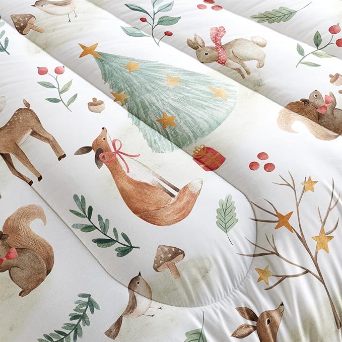 Christmas Comforter King Size,Rabbit Deer Comforter Set for Kids Teens Girls Boys,3Pcs Bedding Set Printed Comforter with 2 Pillowcases,Down Alternative,Soft and Lightweight，King Size