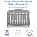 Delta Children Lancaster 4-in-1 Convertible Baby Crib & 3 Drawer Dresser with Changing Top, Grey