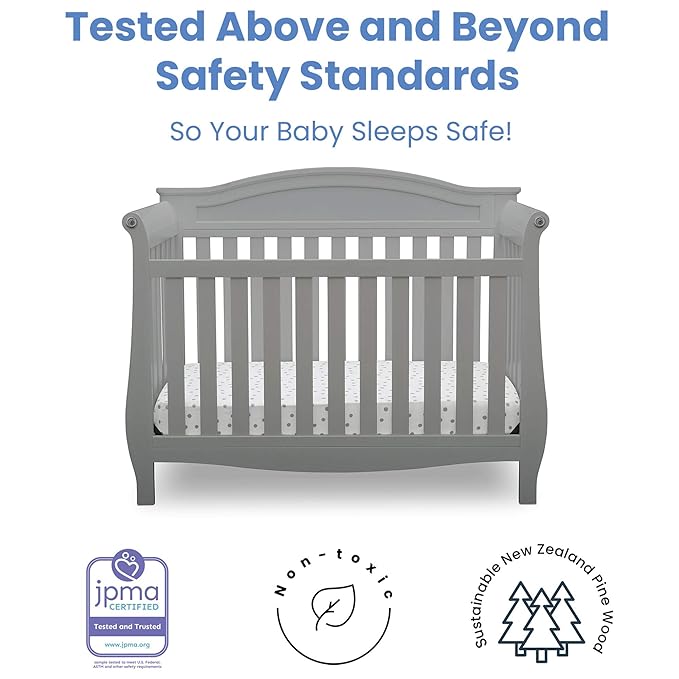 Delta Children Lancaster 4-in-1 Convertible Baby Crib, Grey