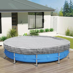 ECOOPTS 18 ft Round Pool Cover for Above Ground Pools, Swimming Pool Cover Protector Winter Safety Cover (Gray White Stripes)